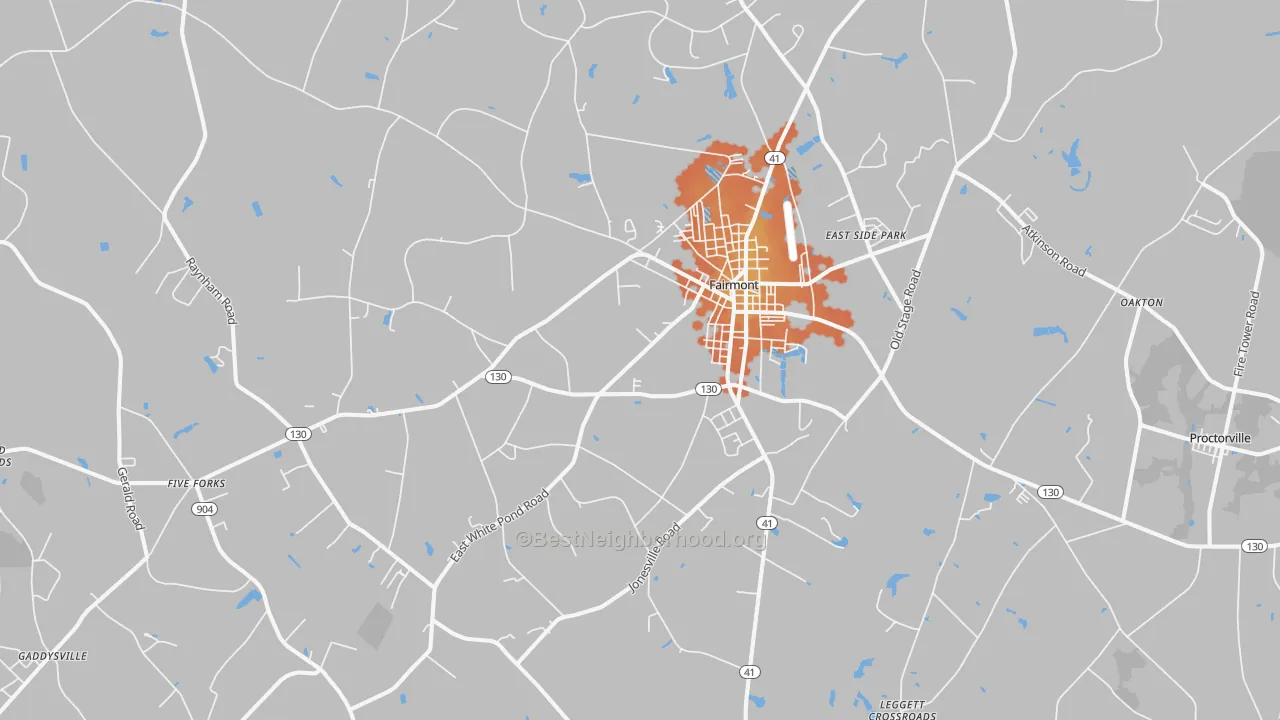 Bike Grade map of Fairmont, NC