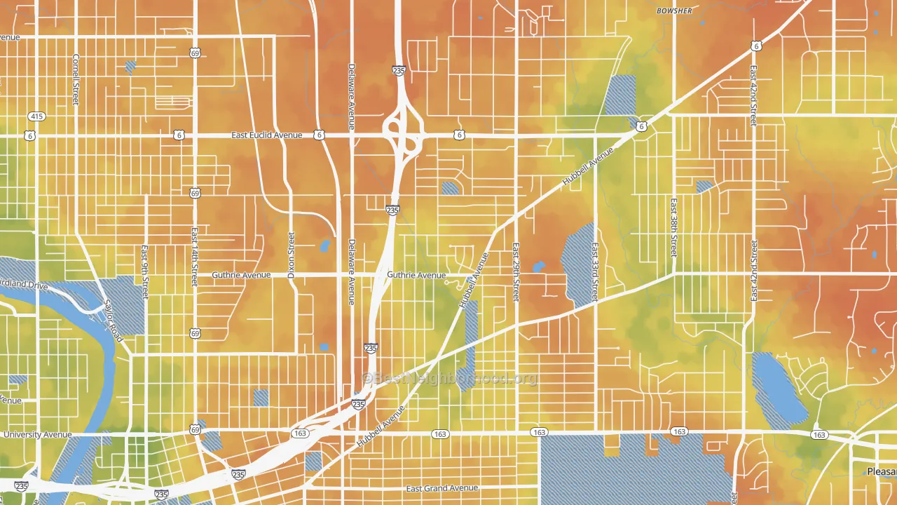 Bike Grade map of Fairmont Park, Des Moines, IA