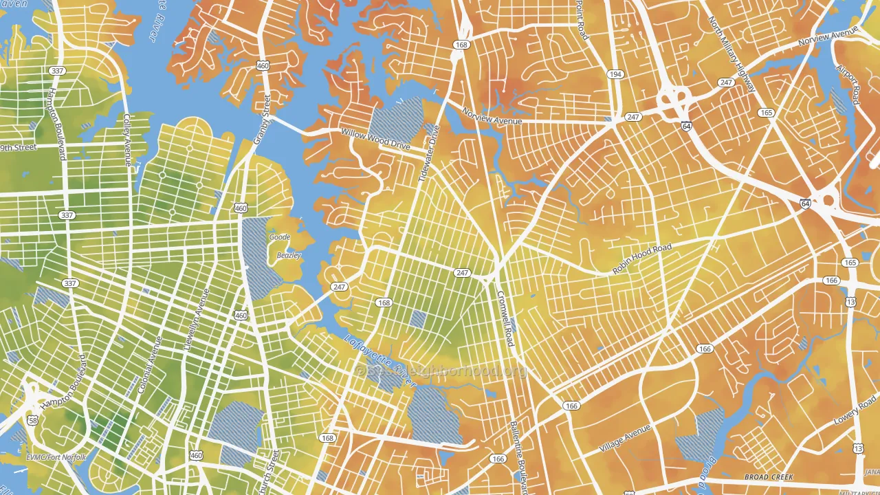 Bike Grade map of Fairmont Park, Norfolk, VA