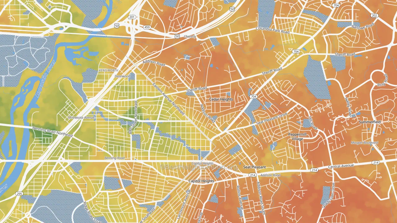 Bike Grade map of Fairmount Heights, MD