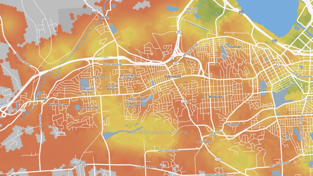 Bike Grade map of Fairmount, NY