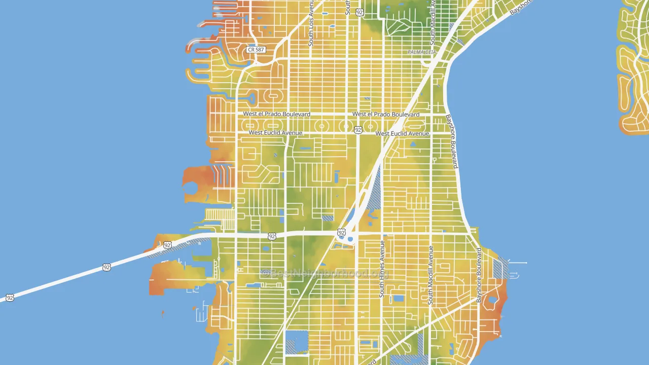 Bike Grade map of Fairoaks, Tampa, FL