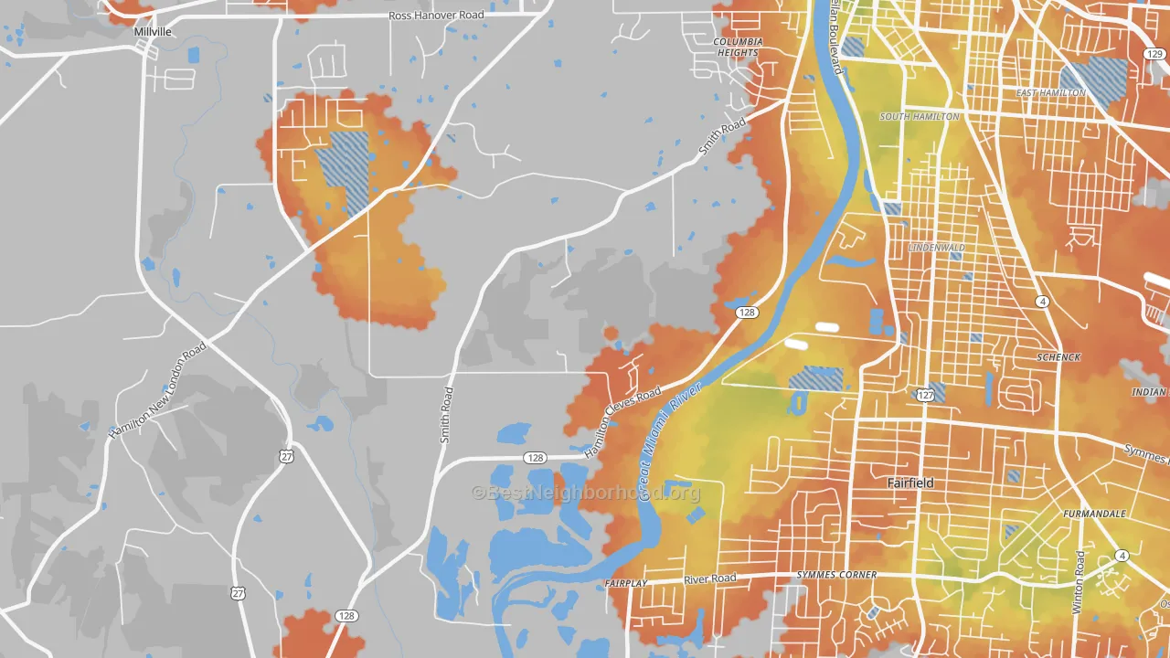 Bike Grade map of Fairplay, OH