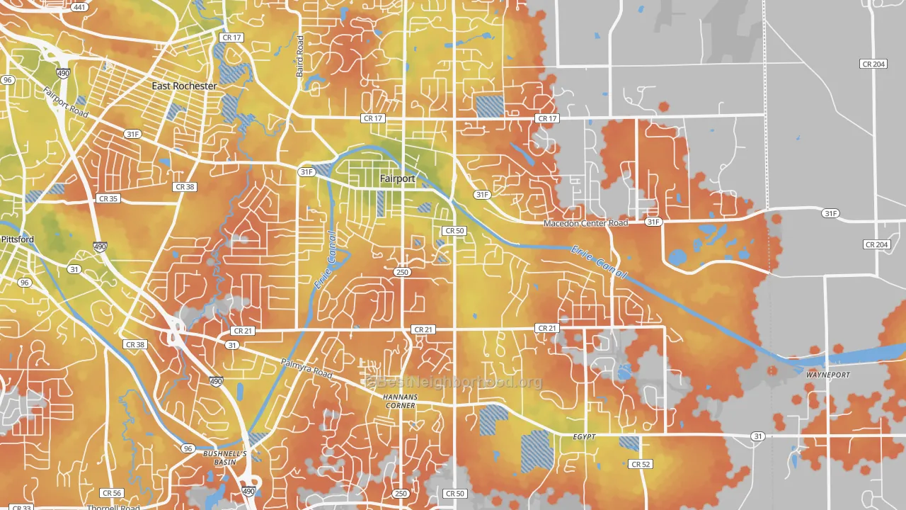 Bike Grade map of Fairport, NY