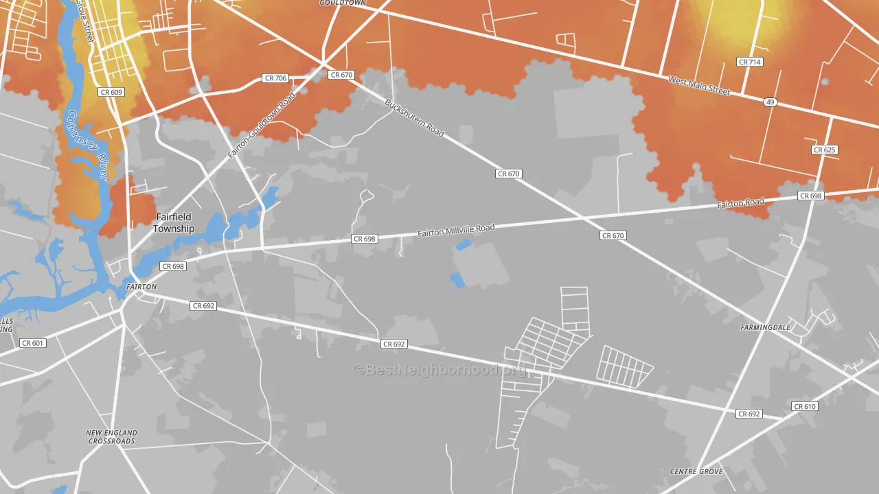 Bike Grade map of Fairton, NJ