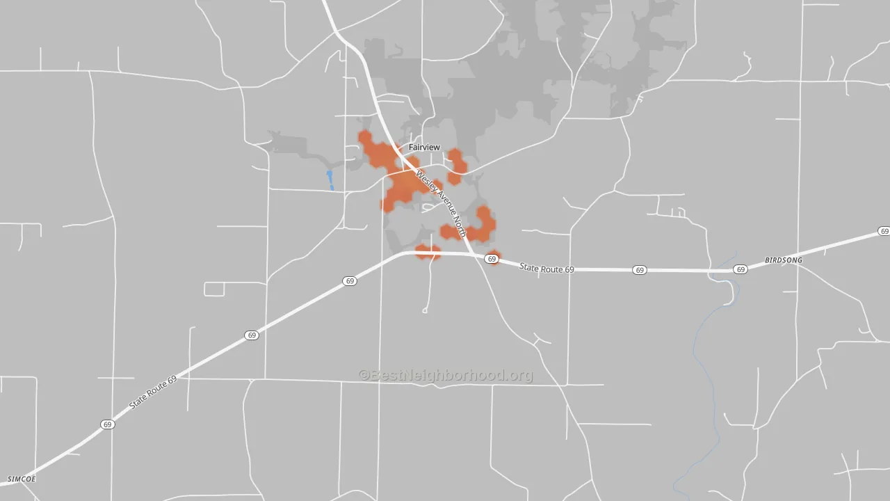 Bike Grade map of Fairview, AL