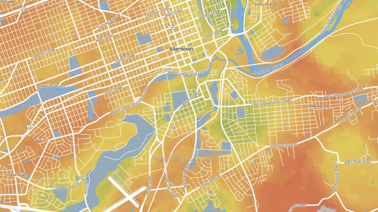 Bike Grade map of Fairview, Allentown, PA