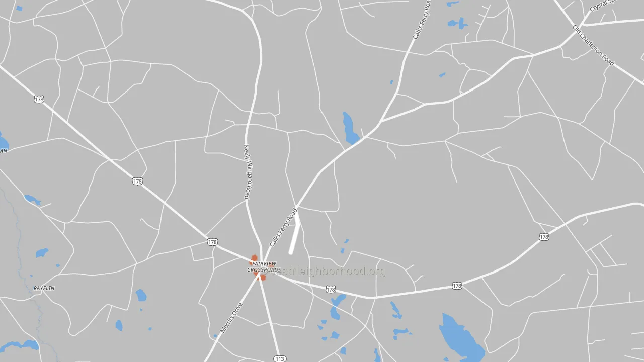 Bike Grade map of Fairview Crossroads, SC
