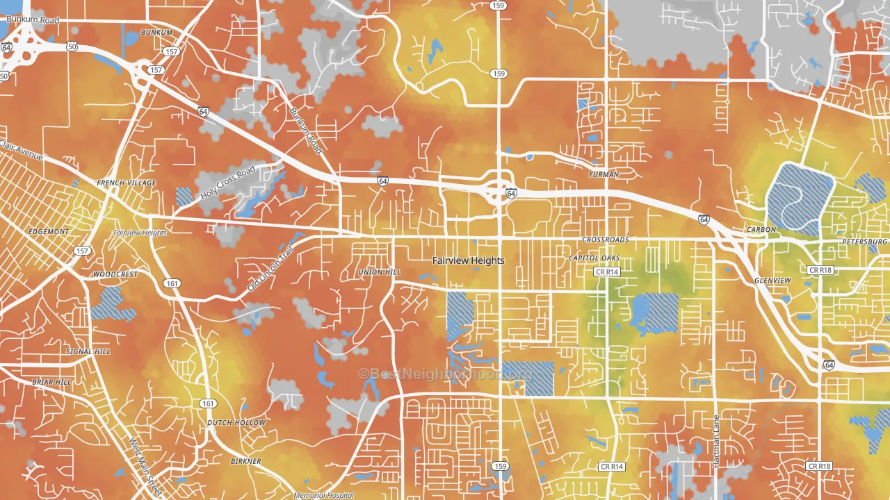 Bike Grade map of Fairview Heights, IL