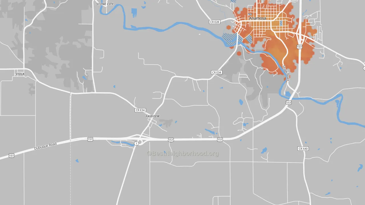 Bike Grade map of Fairview, IA