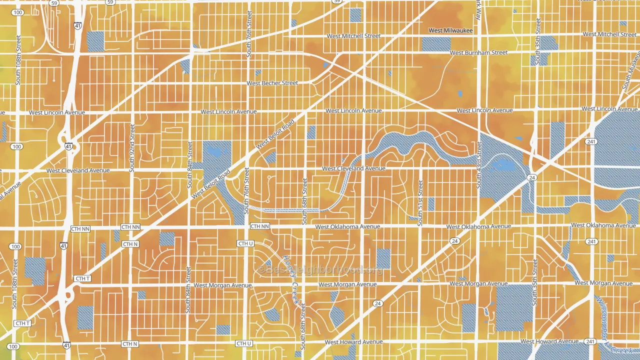 Bike Grade map of Fairview, Milwaukee, WI
