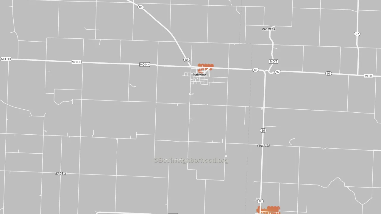 Bike Grade map of Fairview, MO