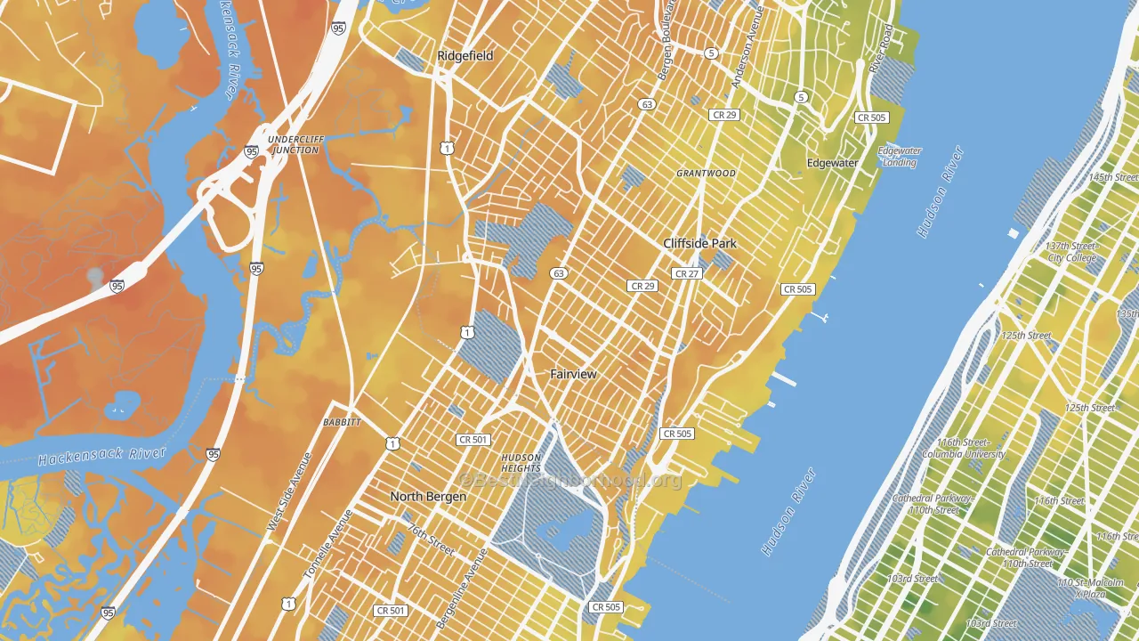 Bike Grade map of Fairview, NJ