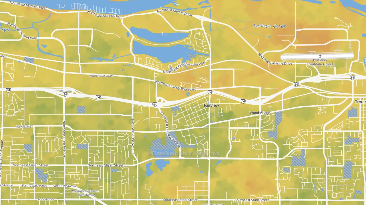 Bike Grade map of Fairview, OR