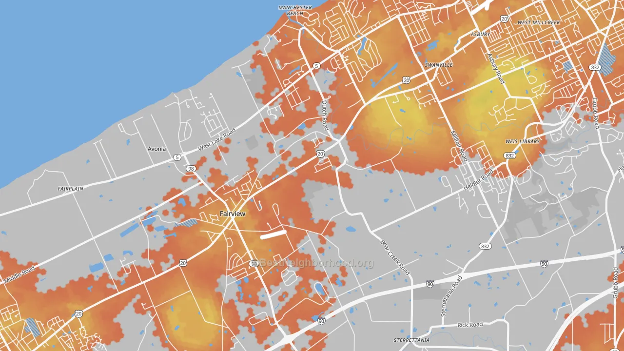 Bike Grade map of Fairview, PA