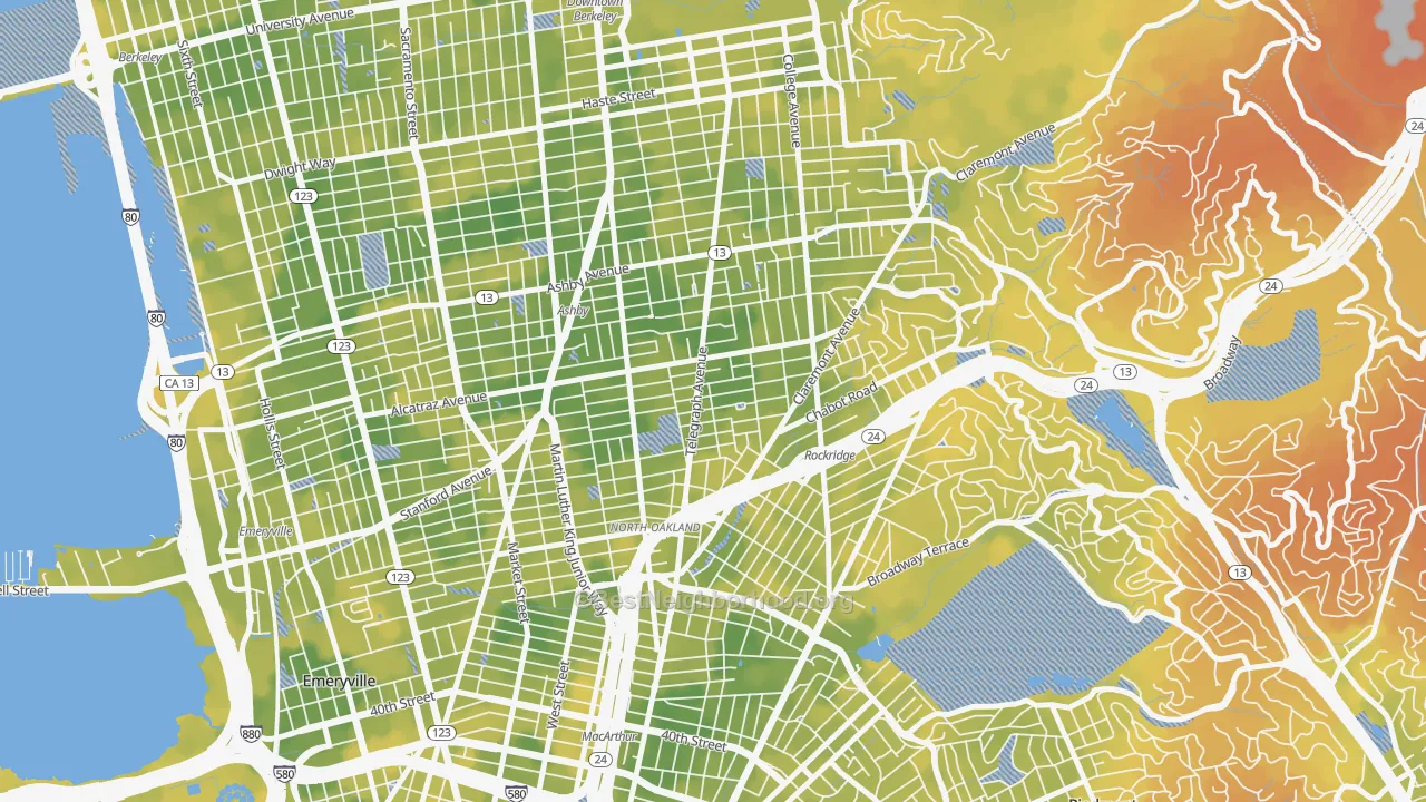 Bike Grade map of Fairview Park, Oakland, CA