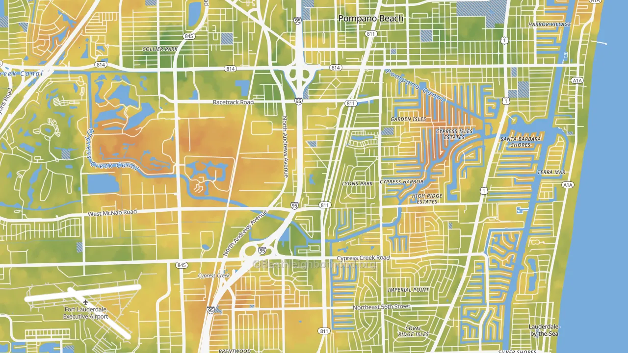Bike Grade map of Fairview, Pompano Beach, FL