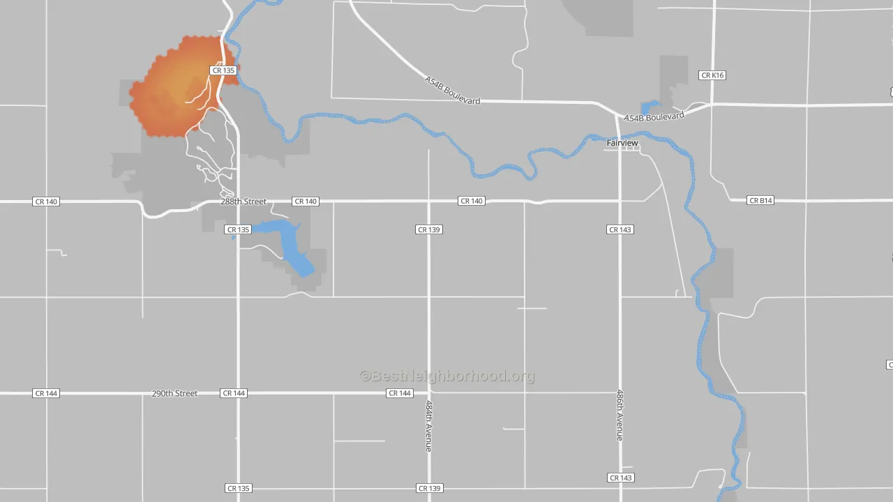 Bike Grade map of Fairview, SD