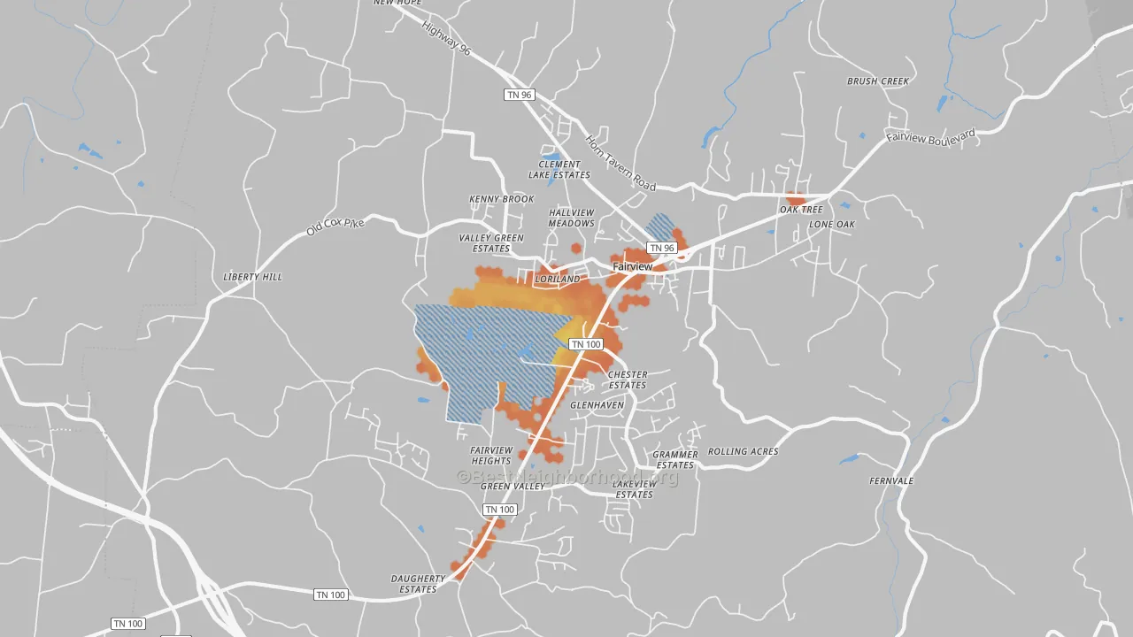 Bike Grade map of Fairview, TN