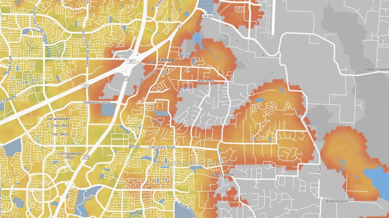 Bike Grade map of Fairview, TX