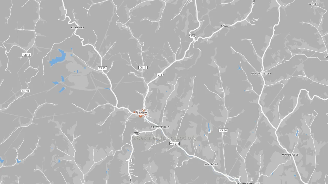 Bike Grade map of Fairview, WV