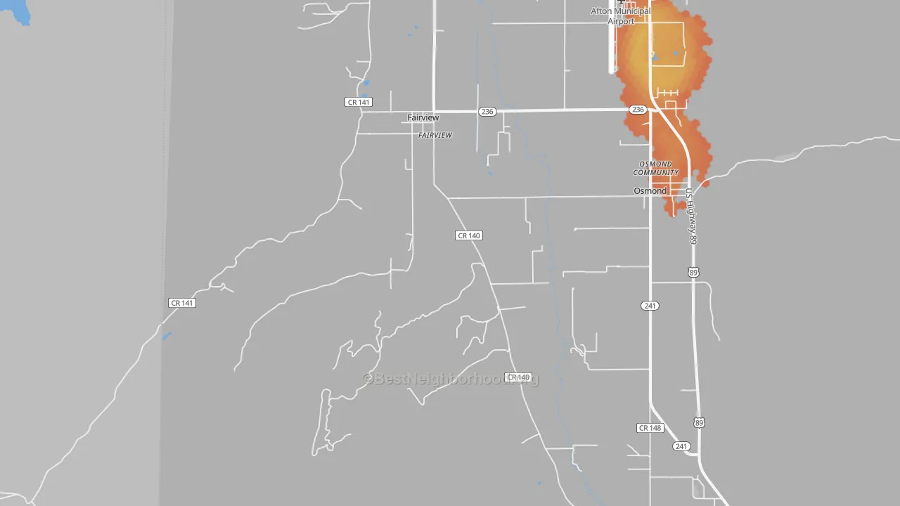 Bike Grade map of Fairview, WY