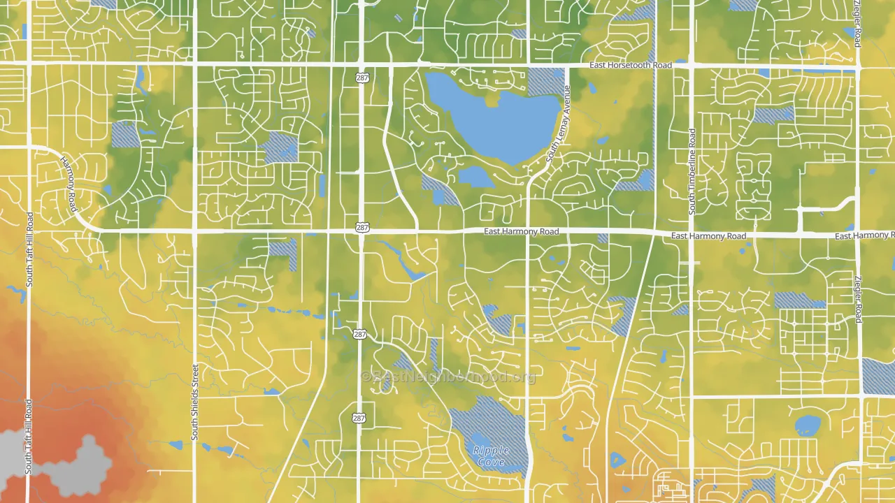 Bike Grade map of Fairway Estates, Fort Collins, CO