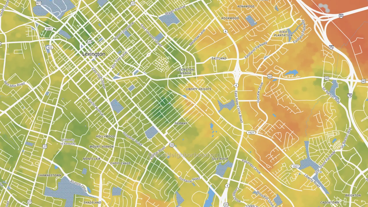Bike Grade map of Fairway-Liberty Heights, Lexington, KY
