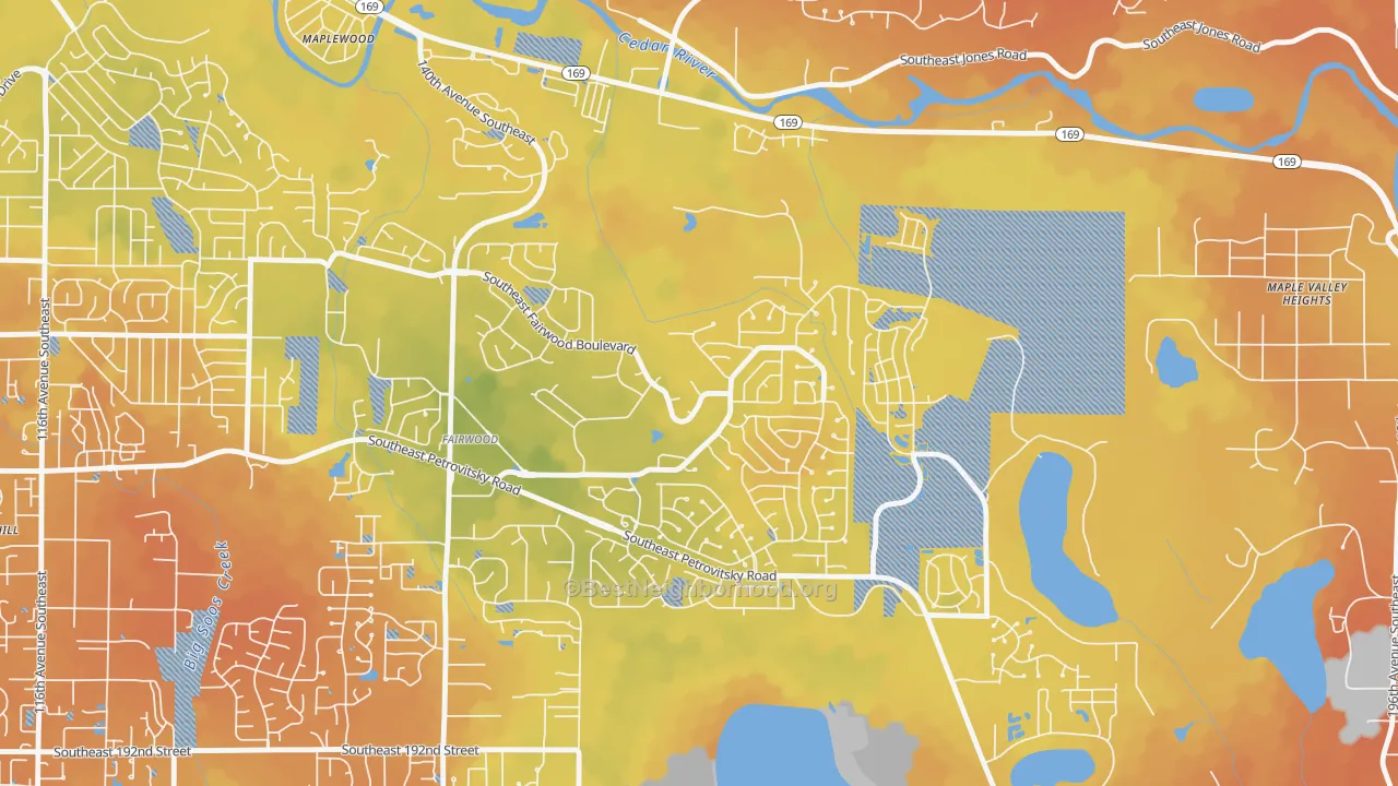 Bike Grade map of Fairwood Greens, Fairwood, WA