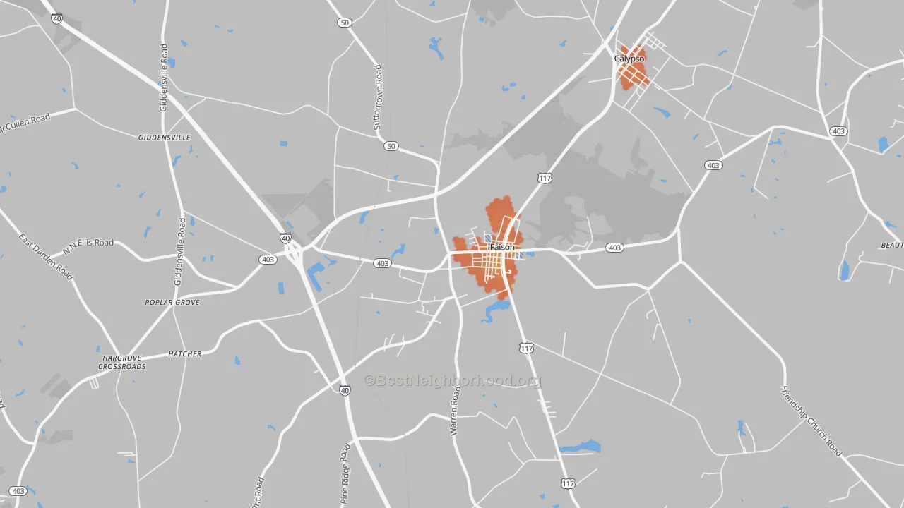 Bike Grade map of Faison, NC