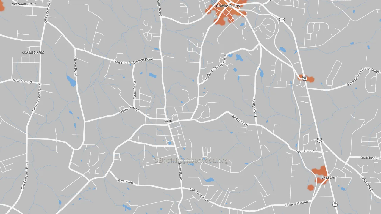 Bike Grade map of Faith, NC