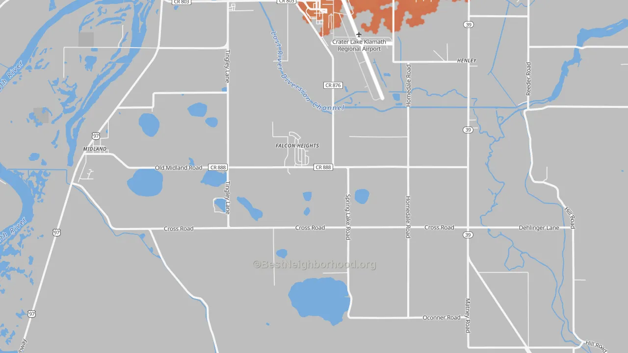 Bike Grade map of Falcon Heights, OR