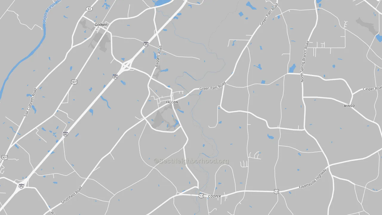 Bike Grade map of Falcon, NC
