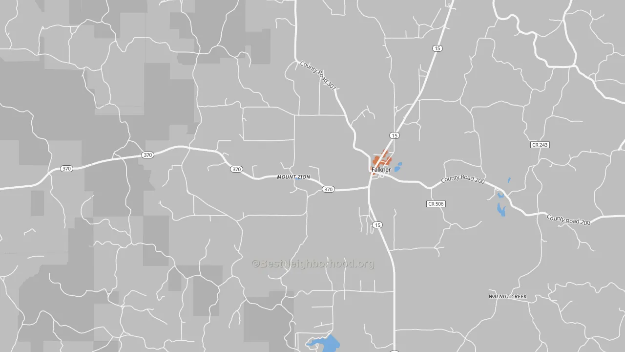 Bike Grade map of Falkner, MS