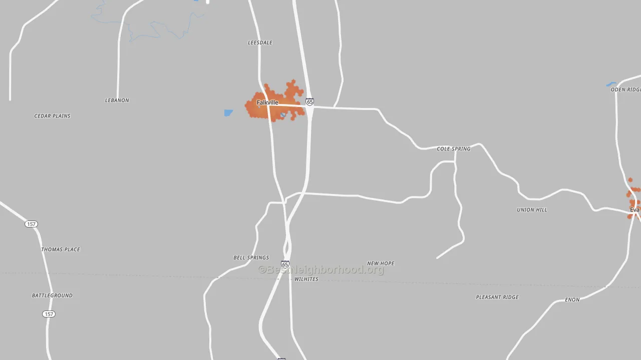 Bike Grade map of Falkville, AL