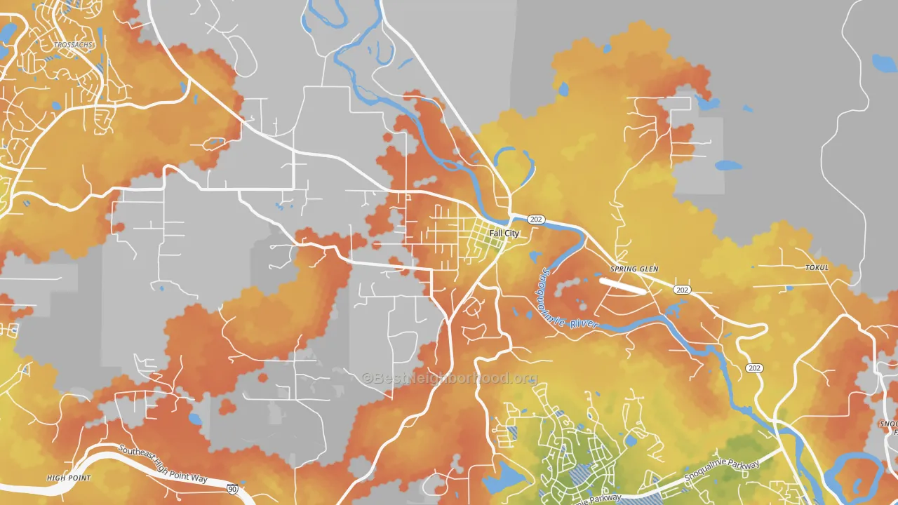Bike Grade map of Fall City, WA