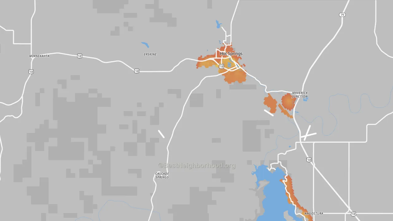 Bike Grade map of Fall River County, SD