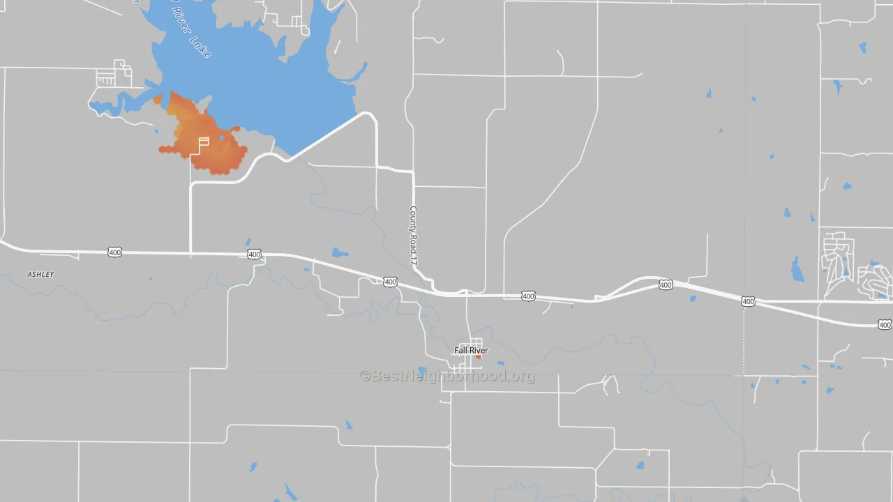 Bike Grade map of Fall River, KS