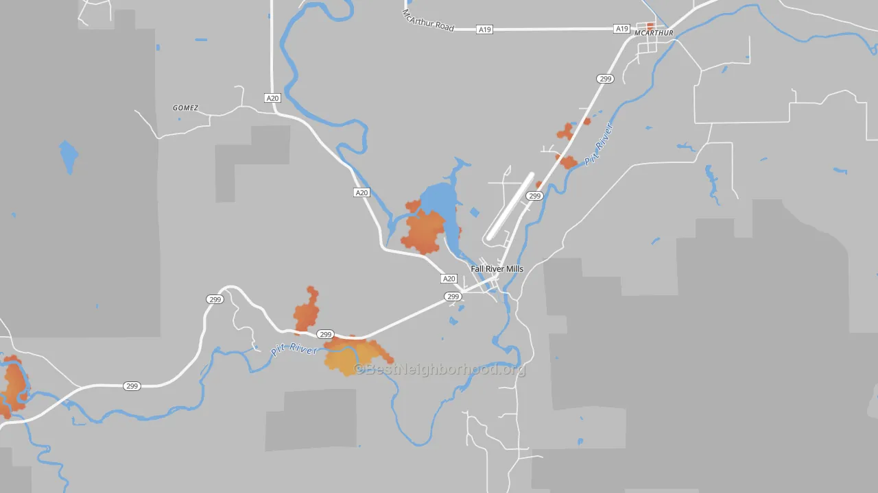 Bike Grade map of Fall River Mills, CA