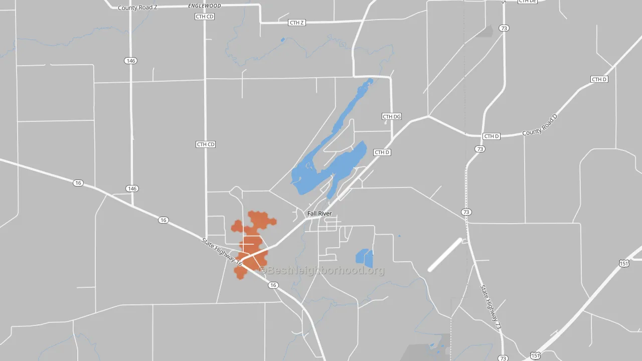 Bike Grade map of Fall River, WI