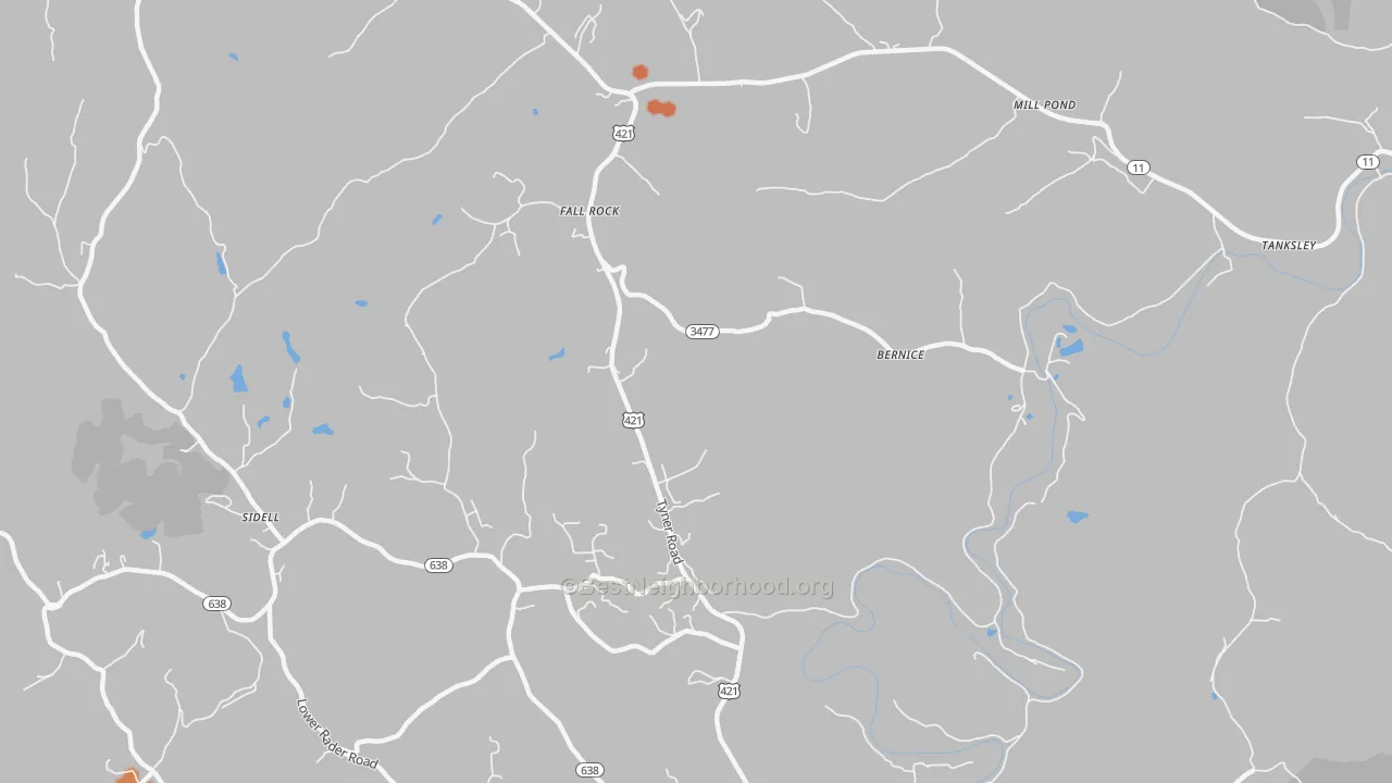Bike Grade map of Fall Rock, KY