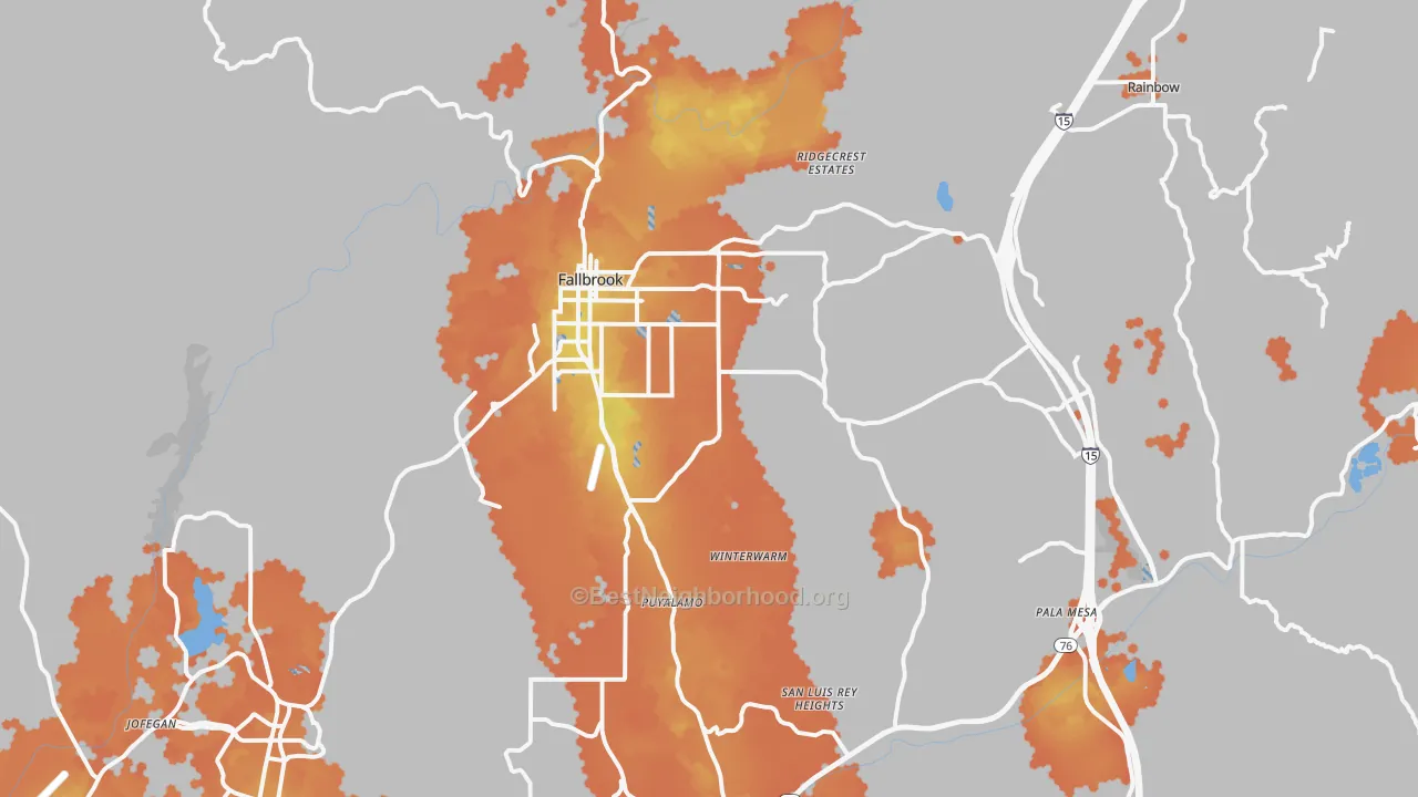 Bike Grade map of Fallbrook, CA