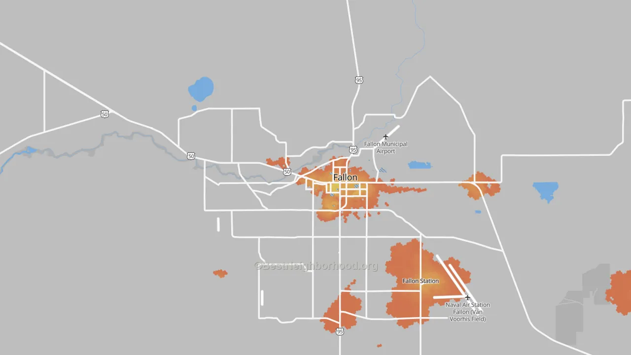 Bike Grade map of Fallon, NV