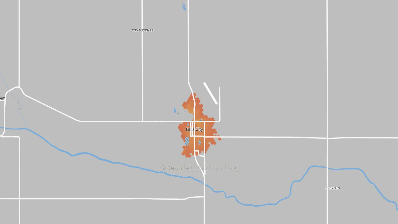 Bike Grade map of Falls City, NE
