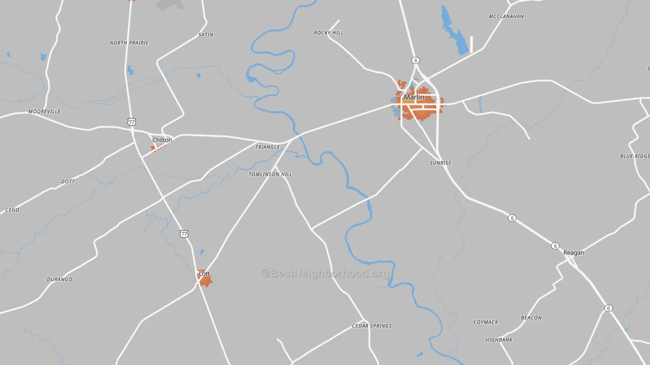 Bike Grade map of Falls County, TX