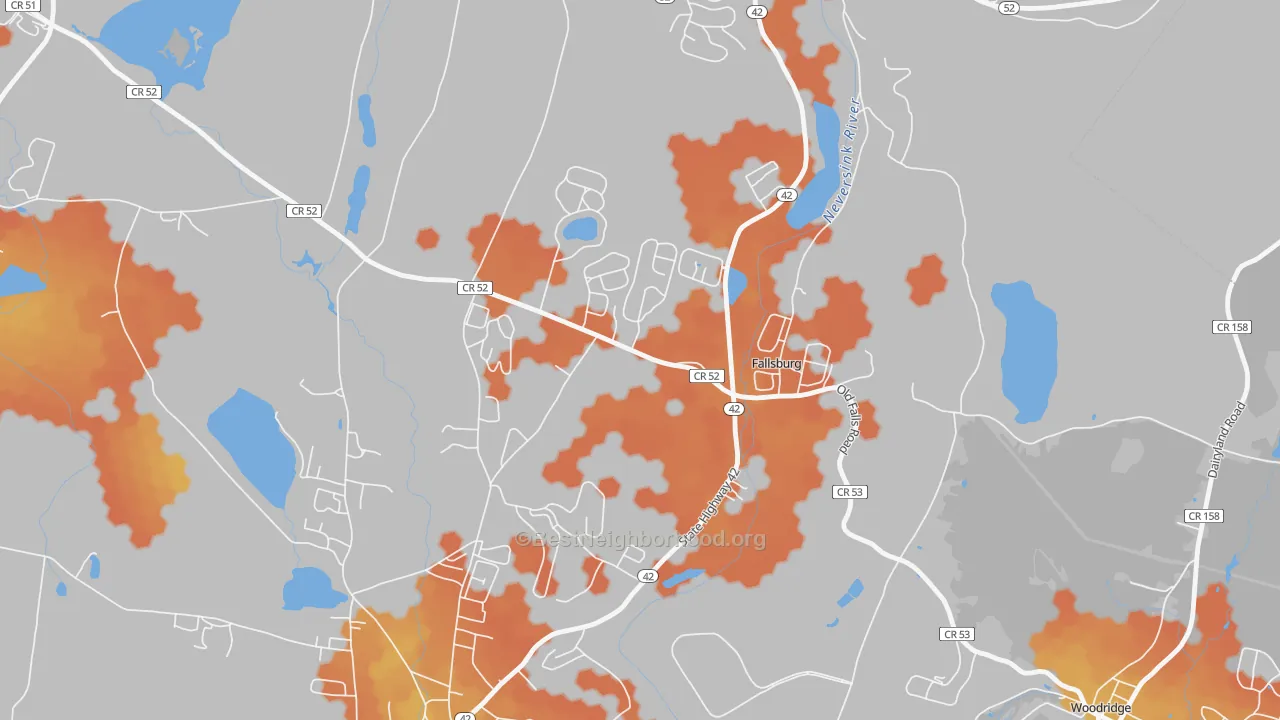 Bike Grade map of Fallsburg, NY