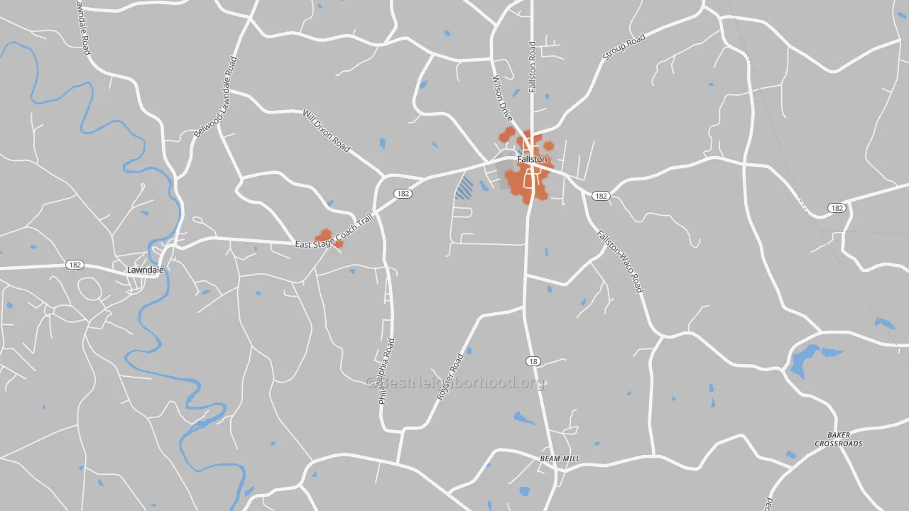 Bike Grade map of Fallston, NC