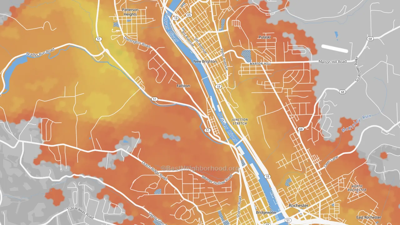 Bike Grade map of Fallston, PA