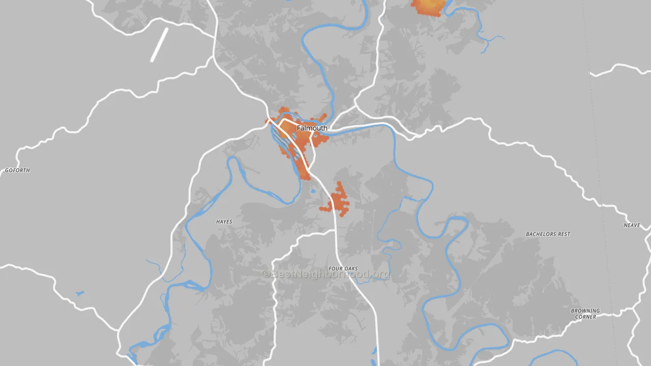 Bike Grade map of Falmouth, KY