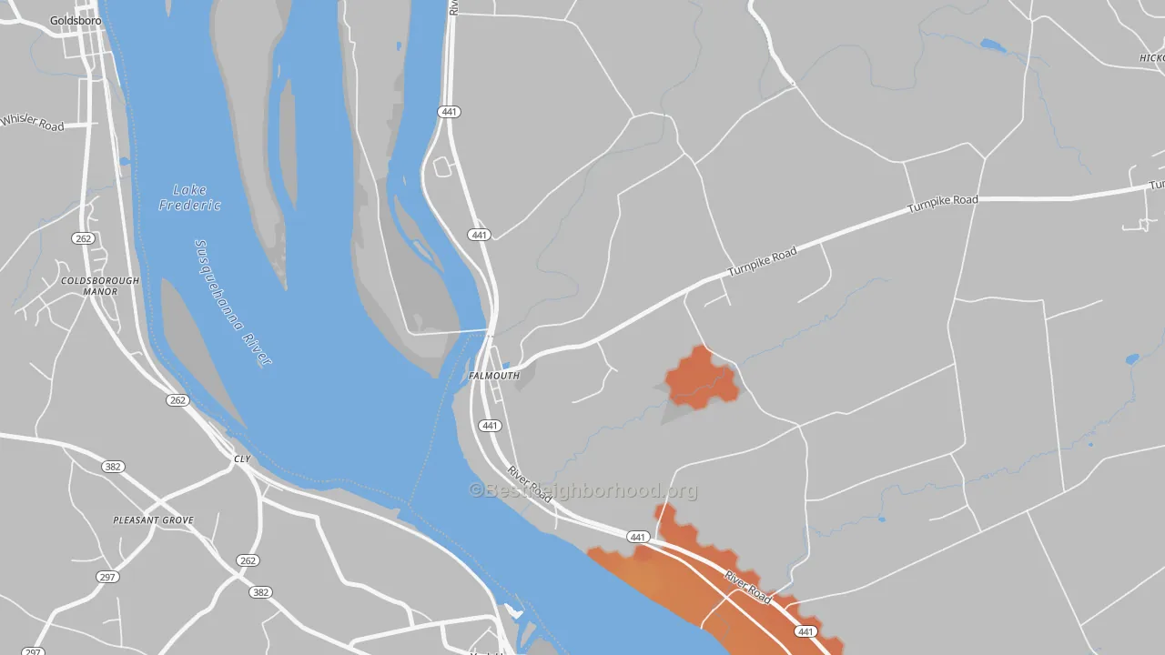 Bike Grade map of Falmouth, PA